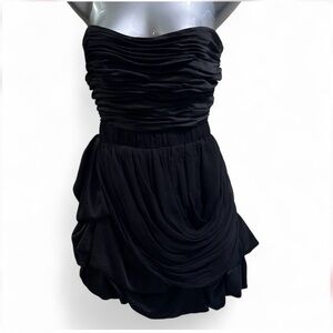 Bebe Y2K Black Strapless Ruched Top Bubble Skirt Dress Sz S